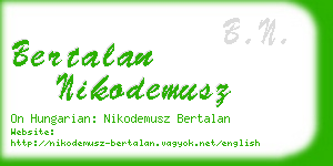 bertalan nikodemusz business card